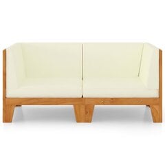 Dvivietė sofa su kreminėmis pagalvėlėmis, ruda kaina ir informacija | Lauko baldų komplektai | pigu.lt