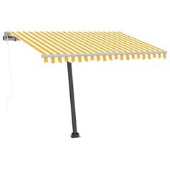 Markizė su LED/vėjo jutikliu, geltona/balta, 300x250 cm цена и информация | Зонты, маркизы, стойки | pigu.lt