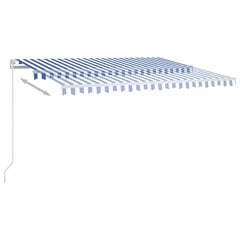 Markizė su LED/vėjo jutikliu, mėlyna/balta, 400x350 cm цена и информация | Зонты, маркизы, стойки | pigu.lt