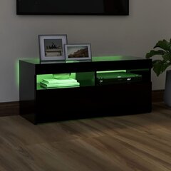 Televizoriaus spintelė su LED apšvietimu, 90x35x40 cm, juoda цена и информация |  Тумбы под телевизор | pigu.lt