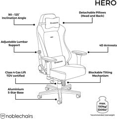 Игровое кресло Noblechairs HERO Black Edition, черное цена и информация | Офисные кресла | pigu.lt