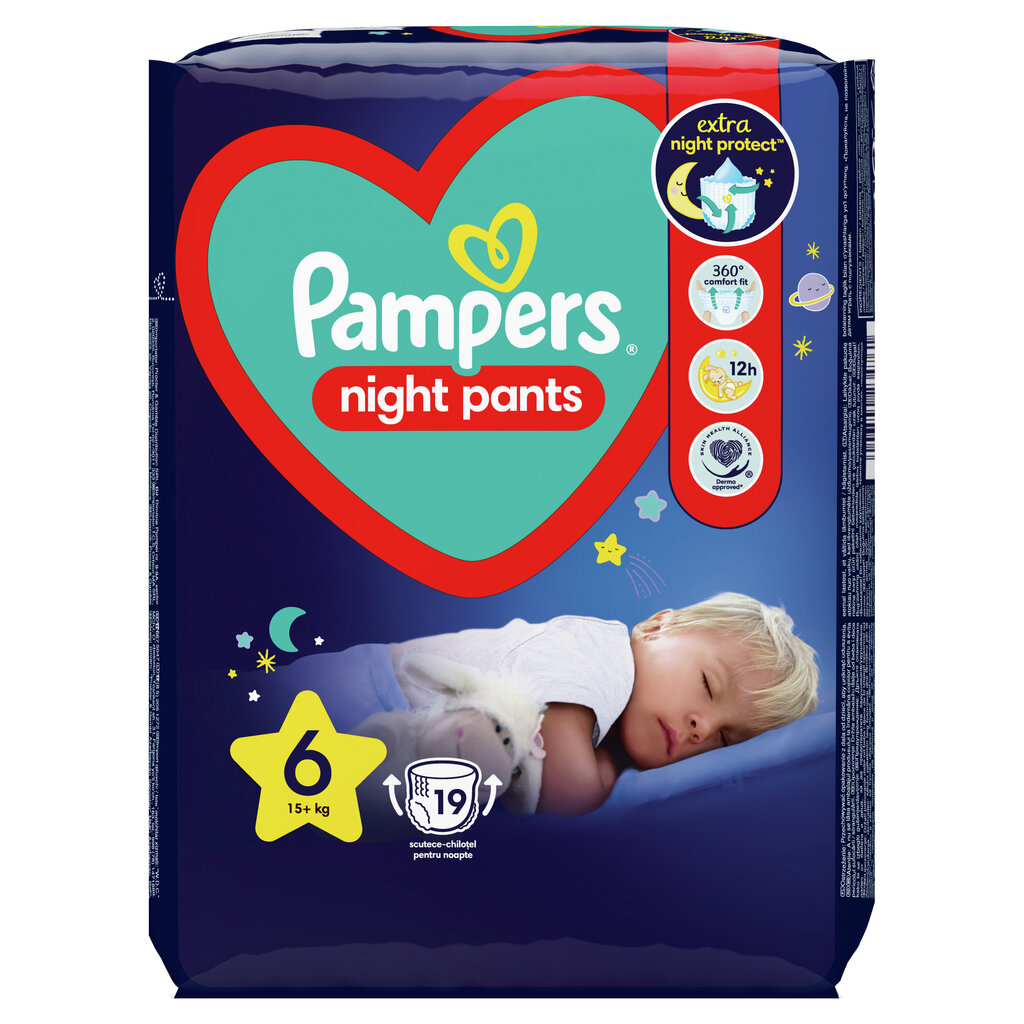 Sauskelnės-kelnaitės Pampers Night Pants VP S6 19 vnt. цена и информация | Sauskelnės | pigu.lt