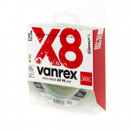 Pintas Valas LUCKY JOHN Vanrex X8 Fluo Green 0.16mm kaina ir informacija | Valai | pigu.lt