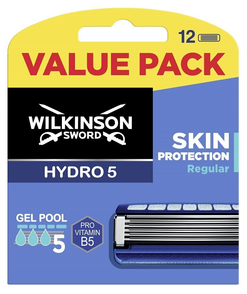 Skutimosi galvutės Wilkinson Sword Men Hydro5, 12 vnt. kaina ir informacija | Skutimosi priemonės ir kosmetika | pigu.lt