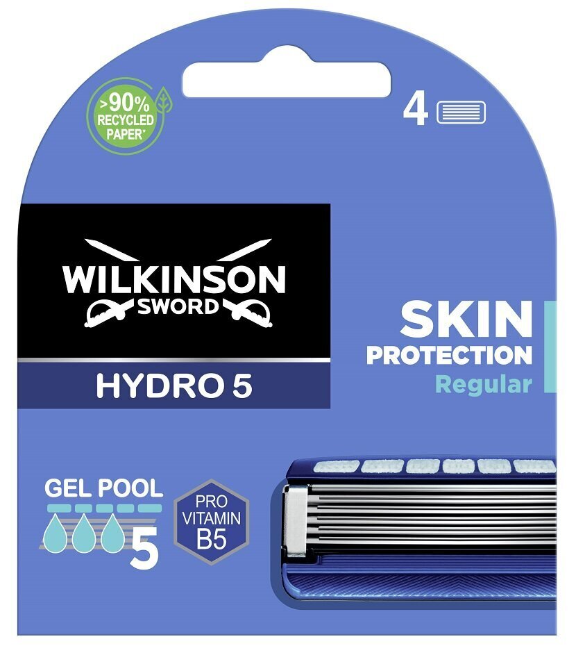 Skutimosi galvutės Wilkinson Sword Hydro5, 4 vnt. kaina ir informacija | Skutimosi priemonės ir kosmetika | pigu.lt