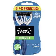 Одноразовые бритвы Wilkinson Sword Xtreme3 Ultimate Comfort, 8 шт. цена и информация | Косметика и средства для бритья | pigu.lt