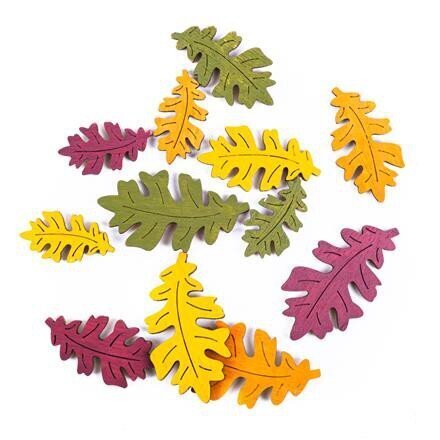 Mediniai lapai, 12 vnt., 4 spalvos kaina ir informacija | Dekoracijos šventėms | pigu.lt