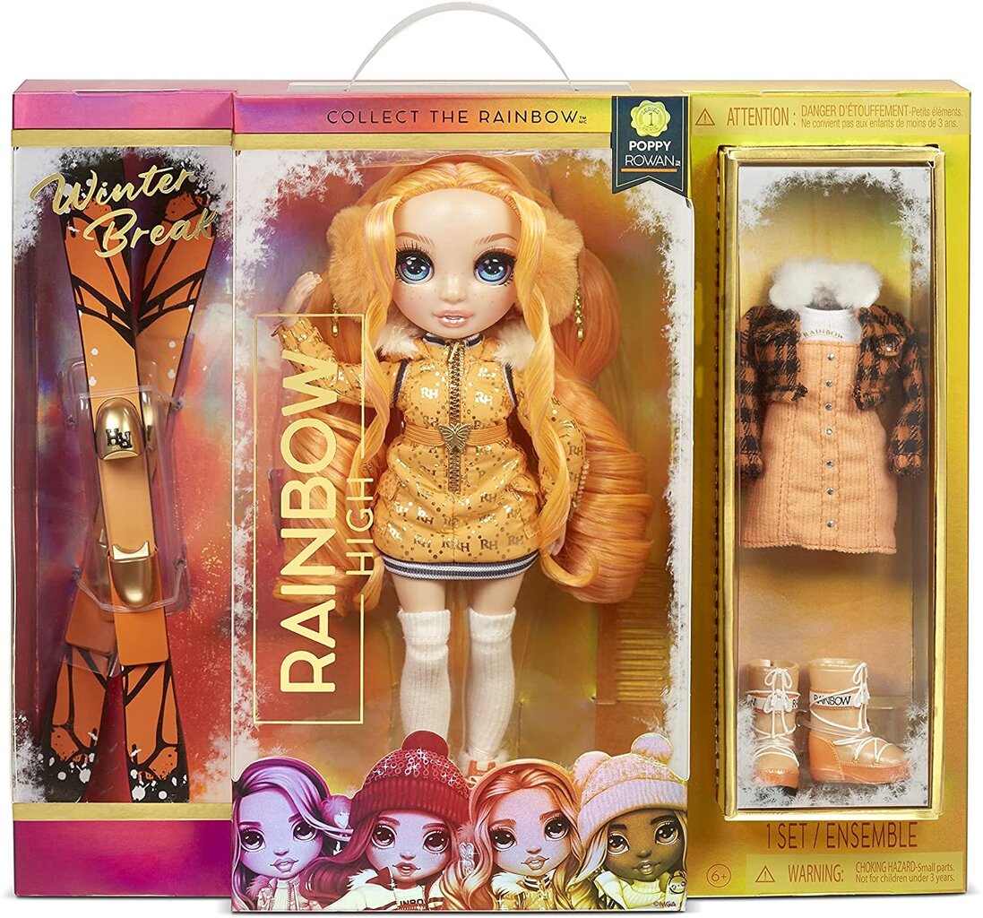 Rainbow High Winter Break Fashion Doll- Poppy Rowan (Orange) kaina ir informacija | Žaislai mergaitėms | pigu.lt