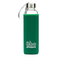 Бутылка Irisana BBO5, боросиликатное стекло, 550 мл, зелёная цена и информация | Фляги для воды | pigu.lt