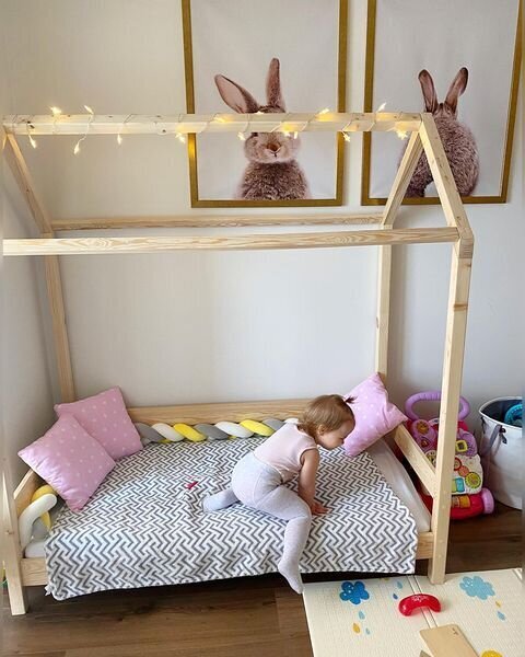 Vaikiška lova namelis SofiHouse R28, 180x90 cm, Nedažyta цена и информация | Vaikiškos lovos | pigu.lt