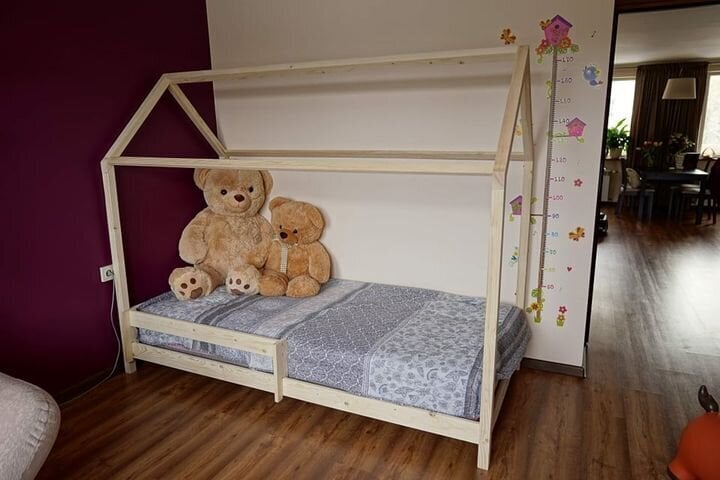 Vaikiška lova namelis SofiHouse R28, 200x80 cm, Nedažyta kaina ir informacija | Vaikiškos lovos | pigu.lt