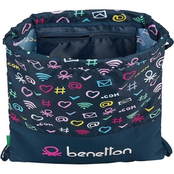 Sportinis krepšys su virvutėmis Benetton Dot Com, mėlynas kaina ir informacija | Kuprinės mokyklai, sportiniai maišeliai | pigu.lt