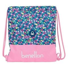 Sportinis krepšys su virvutėmis Benetton Blooming, rožinis/mėlynas kaina ir informacija | Kuprinės mokyklai, sportiniai maišeliai | pigu.lt
