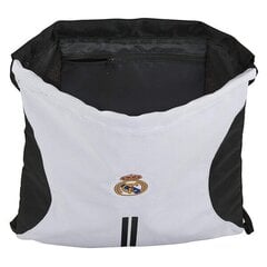 Sportinis krepšys su virvutėmis Real Madrid C.F., baltas / juodas kaina ir informacija | Kuprinės mokyklai, sportiniai maišeliai | pigu.lt