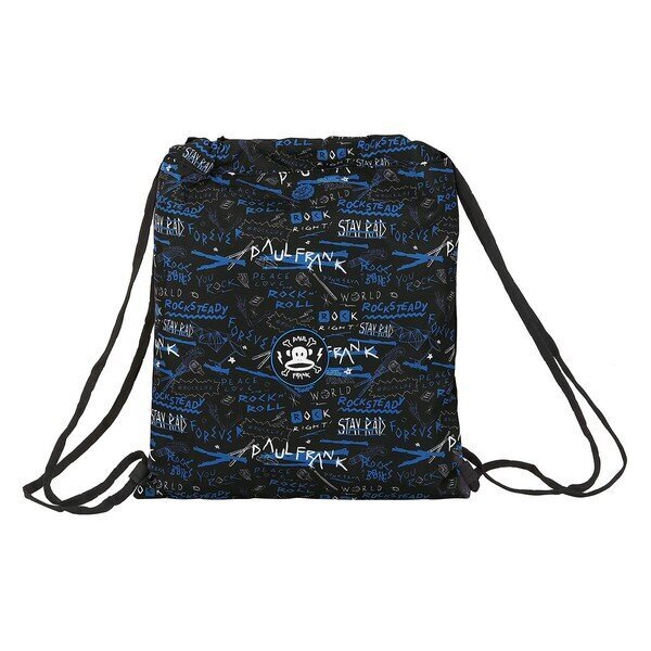 Sportinis krepšys su virvutėmis Paul Frank Rock’n’Roll, juodas цена и информация | Kuprinės mokyklai, sportiniai maišeliai | pigu.lt