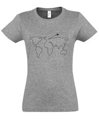 Marškinėliai moterims Kelionė, pilki kaina ir informacija | Marškinėliai moterims | pigu.lt