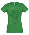 Marškinėliai moterims Gėlių debesy, žali