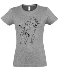 Marškinėliai moterims Dūmuose, pilki kaina ir informacija | Marškinėliai moterims | pigu.lt