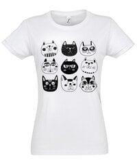 Marškinėliai moterims Kačiukai, balti kaina ir informacija | Marškinėliai moterims | pigu.lt