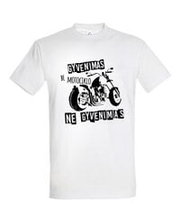 Marškinėliai vyrams Be motociklo ne gyvenimas, balti цена и информация | Мужские футболки | pigu.lt