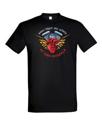 Vyriški marškinėliai Širdis motociklui, juodi kaina ir informacija | Vyriški marškinėliai | pigu.lt