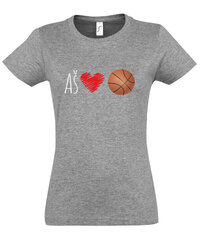 Marškinėliai moterims Krepšinis, pilki kaina ir informacija | Marškinėliai moterims | pigu.lt