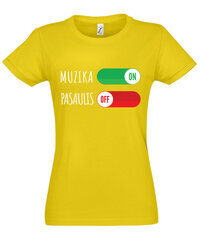 Marškinėliai moterims Muzika on, geltoni kaina ir informacija | Marškinėliai moterims | pigu.lt