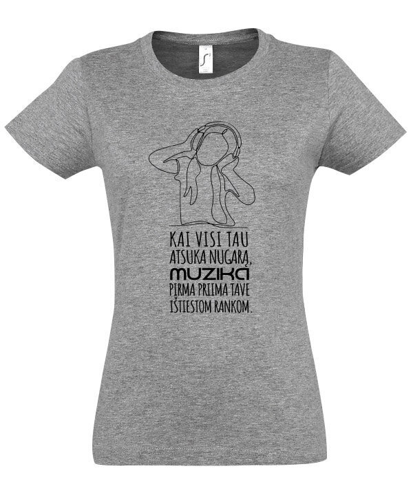 Marškinėliai moterims Muzika, pilki kaina ir informacija | Marškinėliai moterims | pigu.lt