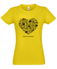 Marškinėliai moterims Myliu muziką, geltoni kaina ir informacija | Marškinėliai moterims | pigu.lt