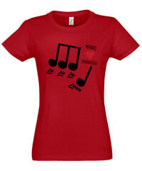 Marškinėliai moterims Širdis dainuoja, raudoni kaina ir informacija | Marškinėliai moterims | pigu.lt