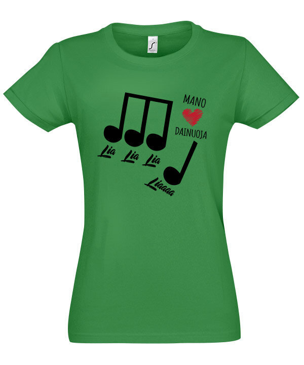 Marškinėliai moterims Širdis dainuoja, žali kaina ir informacija | Marškinėliai moterims | pigu.lt