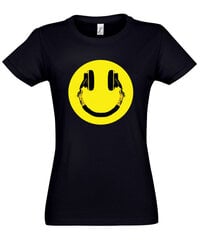 Marškinėliai moterims Šypsena, juodi kaina ir informacija | Marškinėliai moterims | pigu.lt