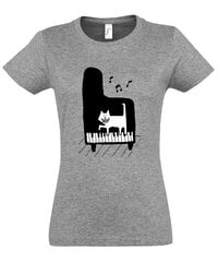 Marškinėliai moterims Pianistė, pilki kaina ir informacija | Marškinėliai moterims | pigu.lt
