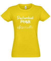 Marškinėliai moterims Paskambink man, geltoni kaina ir informacija | Marškinėliai moterims | pigu.lt
