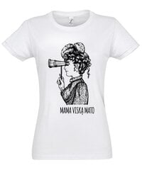 Marškinėliai moterims Mama mato viską, balti цена и информация | Женские футболки | pigu.lt