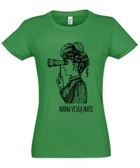 Marškinėliai moterims Mama mato viską, žali цена и информация | Женские футболки | pigu.lt