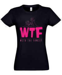 Marškinėliai moterims With The Family, juodi kaina ir informacija | Marškinėliai moterims | pigu.lt