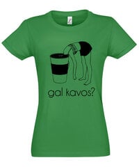 Marškinėliai moterims Gal kavos?, žali цена и информация | Футболка женская | pigu.lt