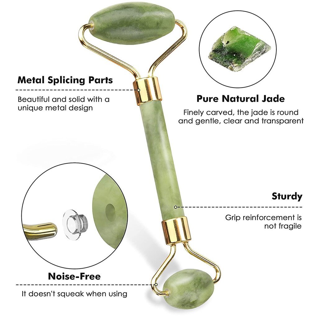 Массажер для лица с зеленым нефритовым камнем и набор гуаша Amalfis цена |  pigu.lt