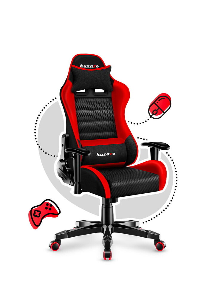 Žaidimų kėdė Huzaro Ranger 6.0 Red Mesh, raudona kaina ir informacija | Biuro kėdės | pigu.lt