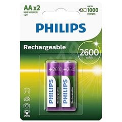 Akupatarei Philips АА 2600 мАч (2 тк) цена и информация | Аккумуляторы для видеокамер | pigu.lt