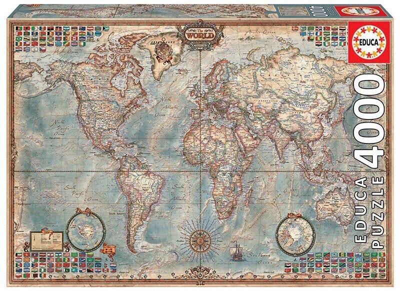 Dėlionė Pasaulio žemėlapis, 4000 detalių цена и информация | Dėlionės (puzzle) | pigu.lt