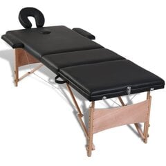 3 zonų sulankstomas masažinis stalas Vangaloo, juodas kaina ir informacija | Masažo reikmenys | pigu.lt