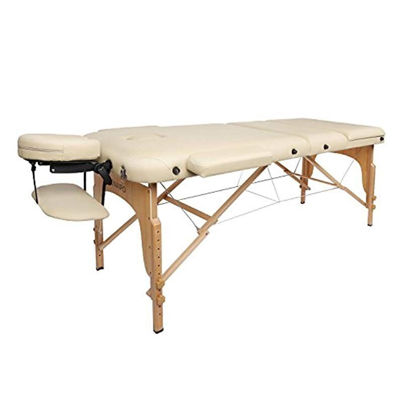 3 zonų sulankstomas masažinis stalas Vangaloo, smėlio spalvos kaina ir informacija | Masažo reikmenys | pigu.lt
