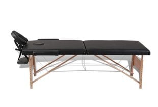 2 zonų sulankstomas masažinis stalas Vangaloo, juodas kaina ir informacija | Masažo reikmenys | pigu.lt