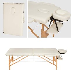 2 zonų sulankstomas masažinis stalas Vangaloo, baltas kaina ir informacija | Masažo reikmenys | pigu.lt