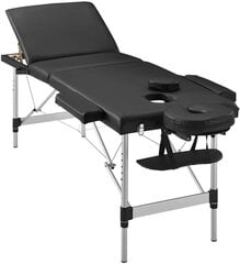 3 zonų sulankstomas masažinis stalas Vangaloo, juodas kaina ir informacija | Masažo reikmenys | pigu.lt