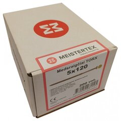 Medsraigčiai TORX 5 x 120 geltoni, įleidžiama galva, 200 vnt. цена и информация | Крепежные изделия | pigu.lt