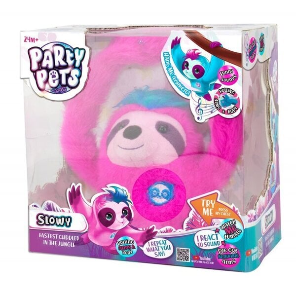 Minkštas žaislas Tinginys Party Pets, rožinis kaina