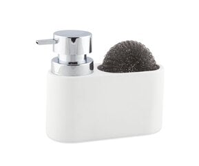 Дозатор для мыла с губкой, белый цена и информация | Кухонная утварь | pigu.lt